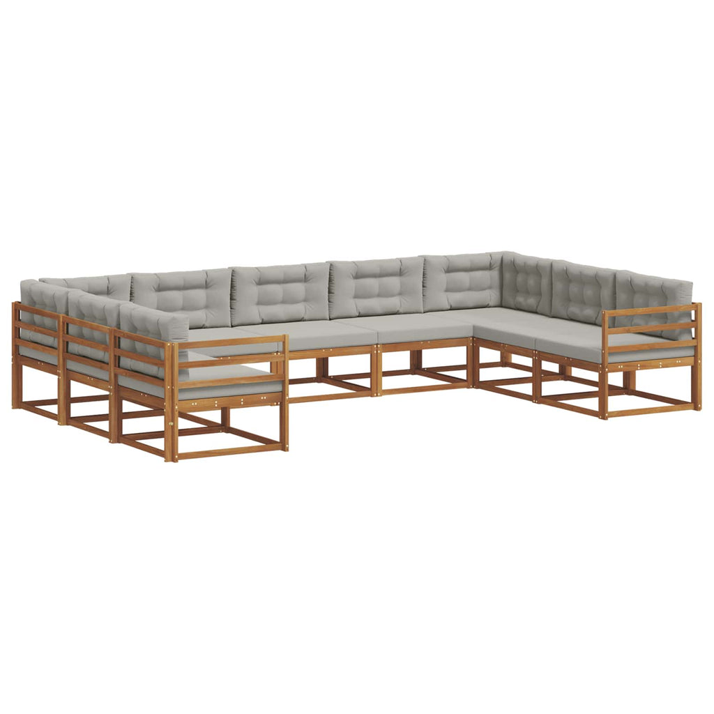 Outdoor-Sofagarnitur mit Kissen 9 pcs Natürlich und Hellgrau