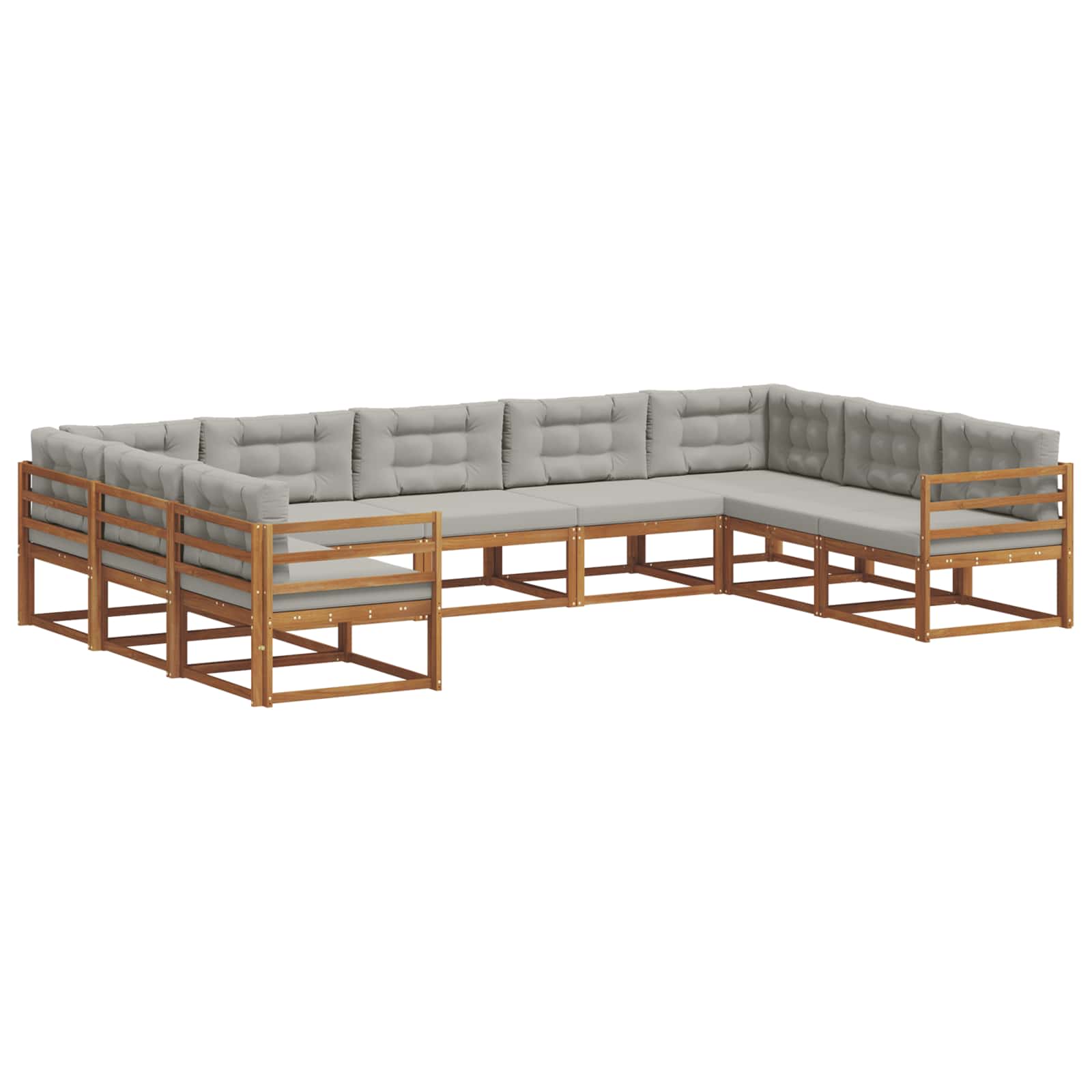 Outdoor-Sofagarnitur mit Kissen 9 pcs Natürlich und Hellgrau