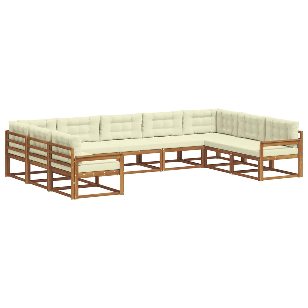 Outdoor-Sofagarnitur mit Kissen 9 pcs Natur und Creme