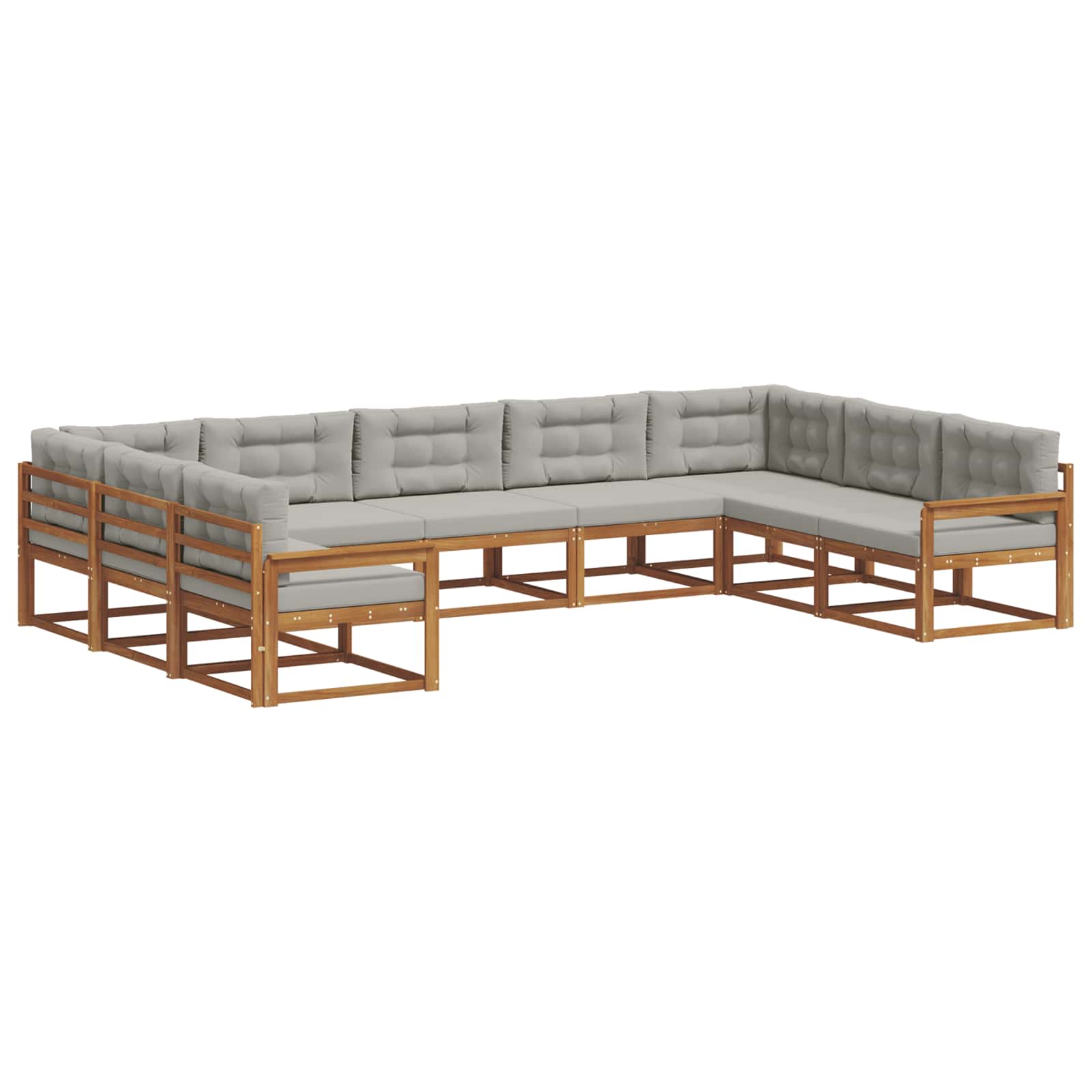Outdoor-Sofagarnitur mit Kissen 9 pcs Natürlich und Hellgrau