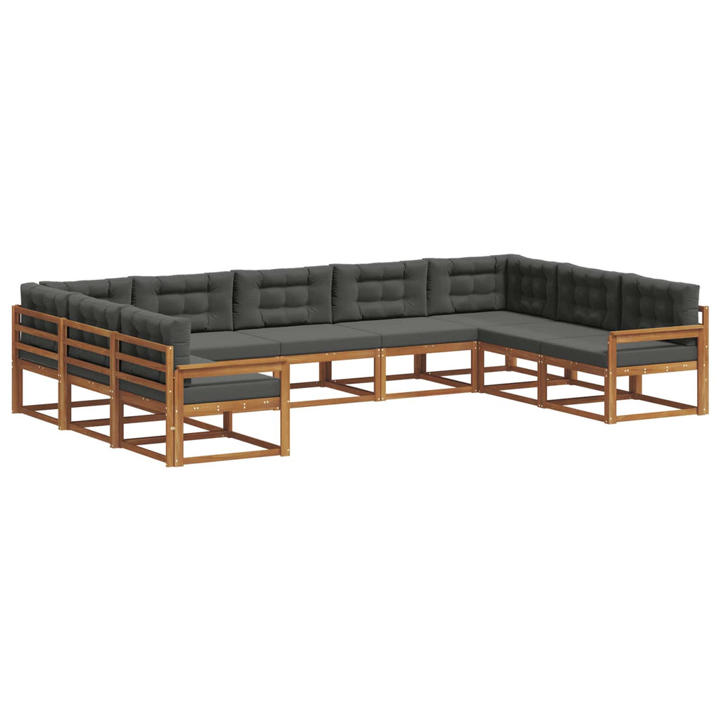 Outdoor-Sofagarnitur mit Kissen 9 pcs Natur und Anthrazit