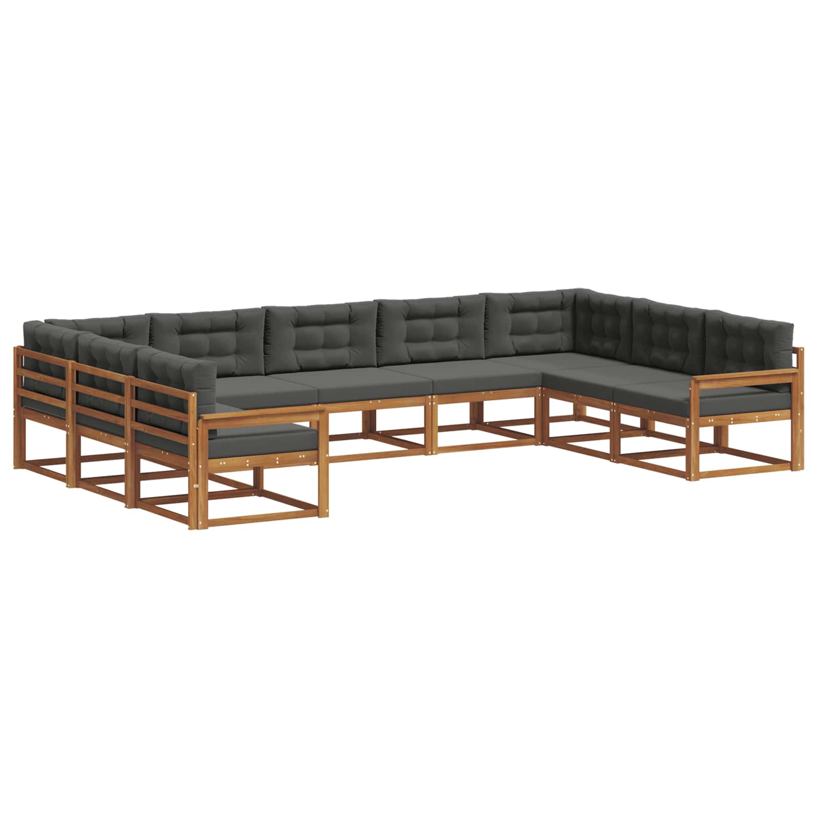 Outdoor-Sofagarnitur mit Kissen 9 pcs Natur und Anthrazit