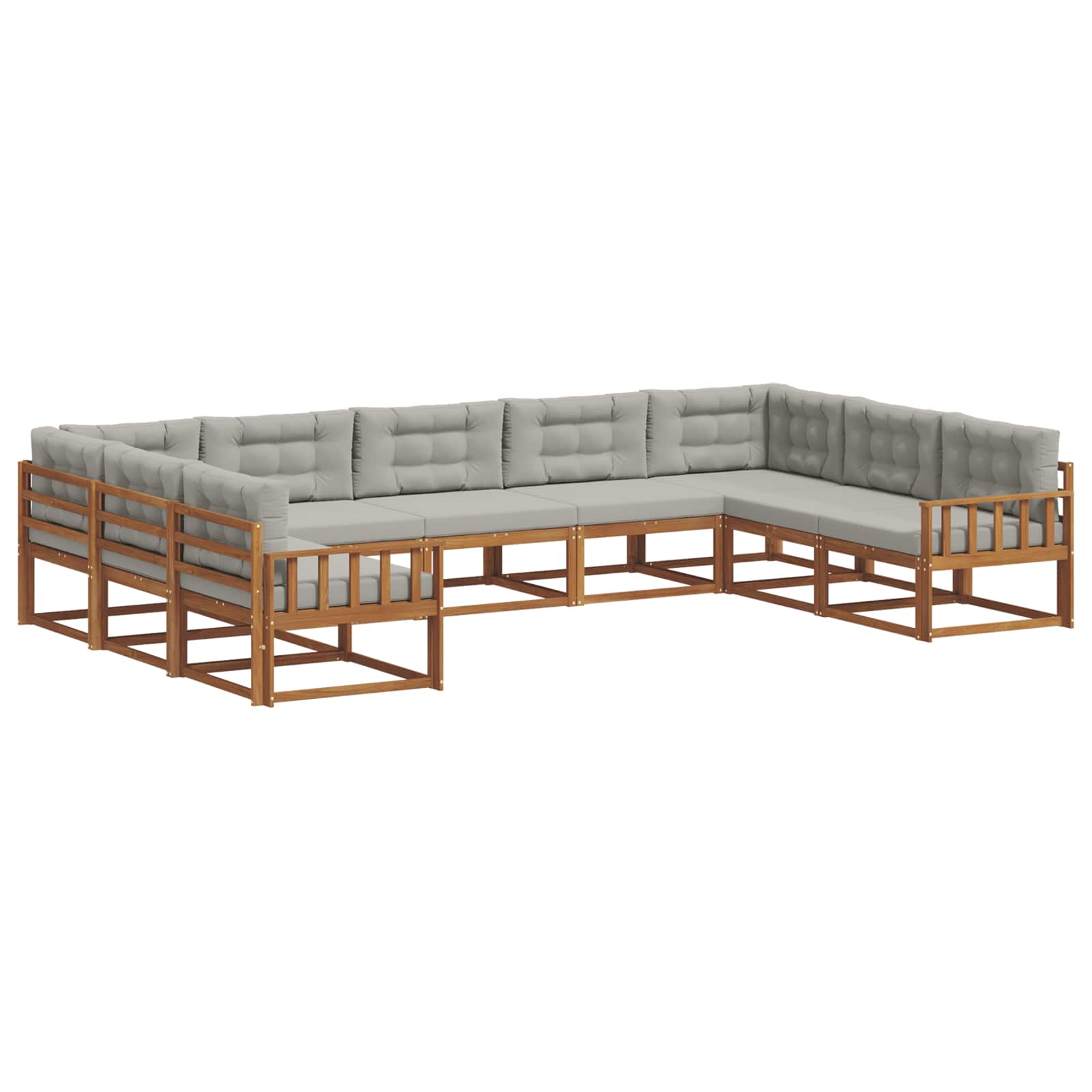 Outdoor-Sofagarnitur mit Kissen 9 pcs Natürlich und Hellgrau