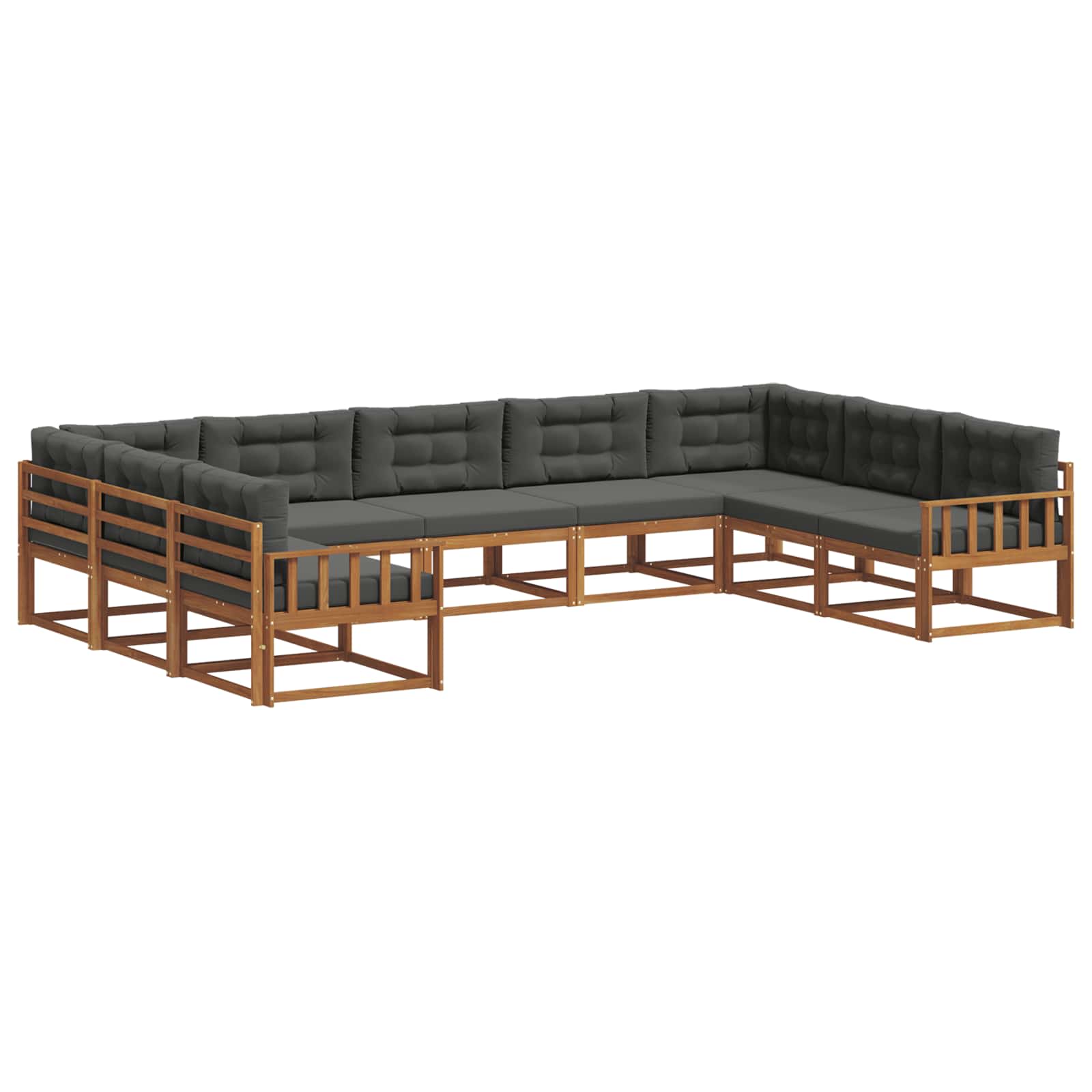 Outdoor-Sofagarnitur mit Kissen 9 pcs Natur und Anthrazit