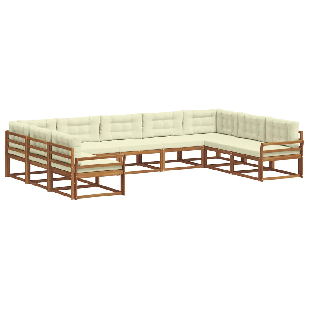 Outdoor-Sofagarnitur mit Kissen 9 pcs Natur und Creme