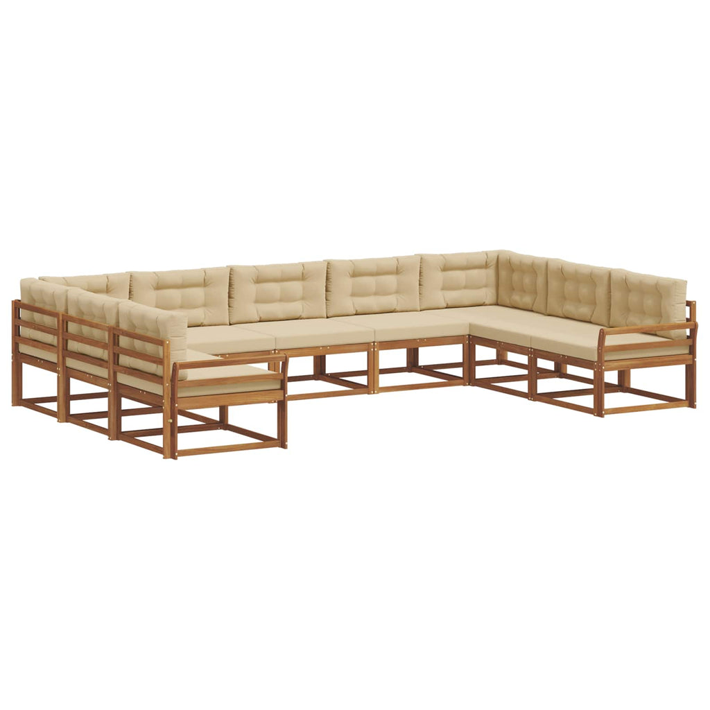 Outdoor-Sofagarnitur mit Kissen 9 pcs Natur und Beige