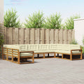 Outdoor-Sofagarnitur mit Kissen 9 pcs Natur und Creme