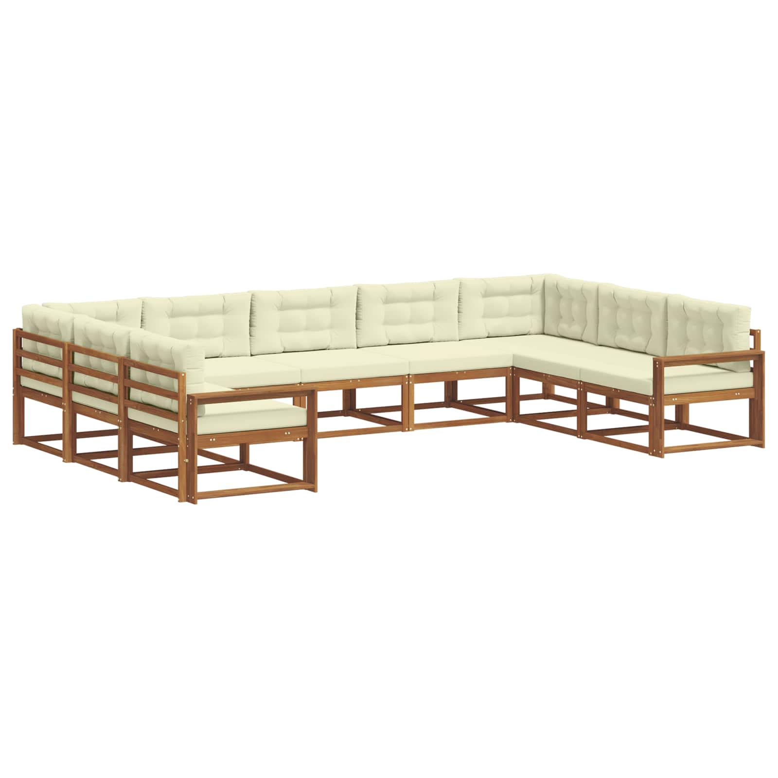 Outdoor-Sofagarnitur mit Kissen 9 pcs Natur und Creme