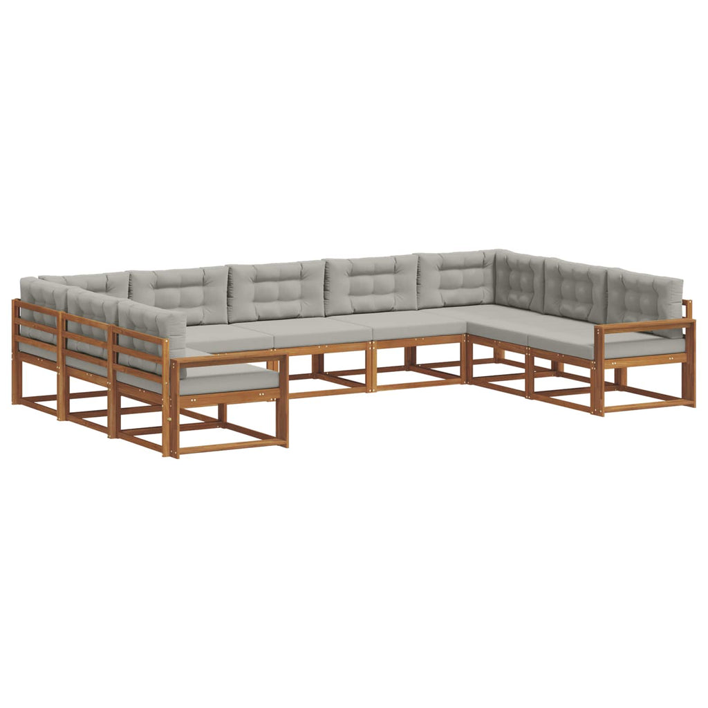 Outdoor-Sofagarnitur mit Kissen 9 pcs Natürlich und Hellgrau