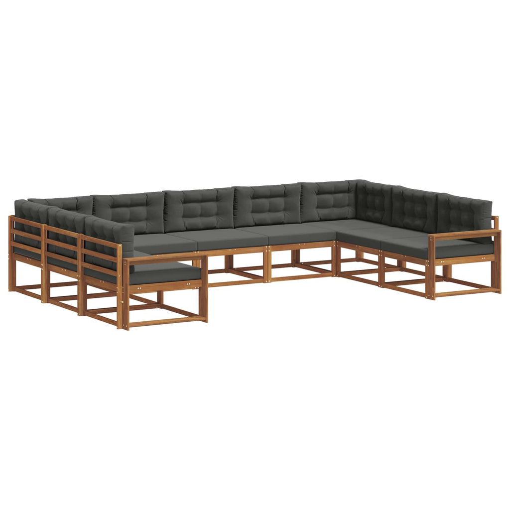 Outdoor-Sofagarnitur mit Kissen 9 pcs Natur und Anthrazit