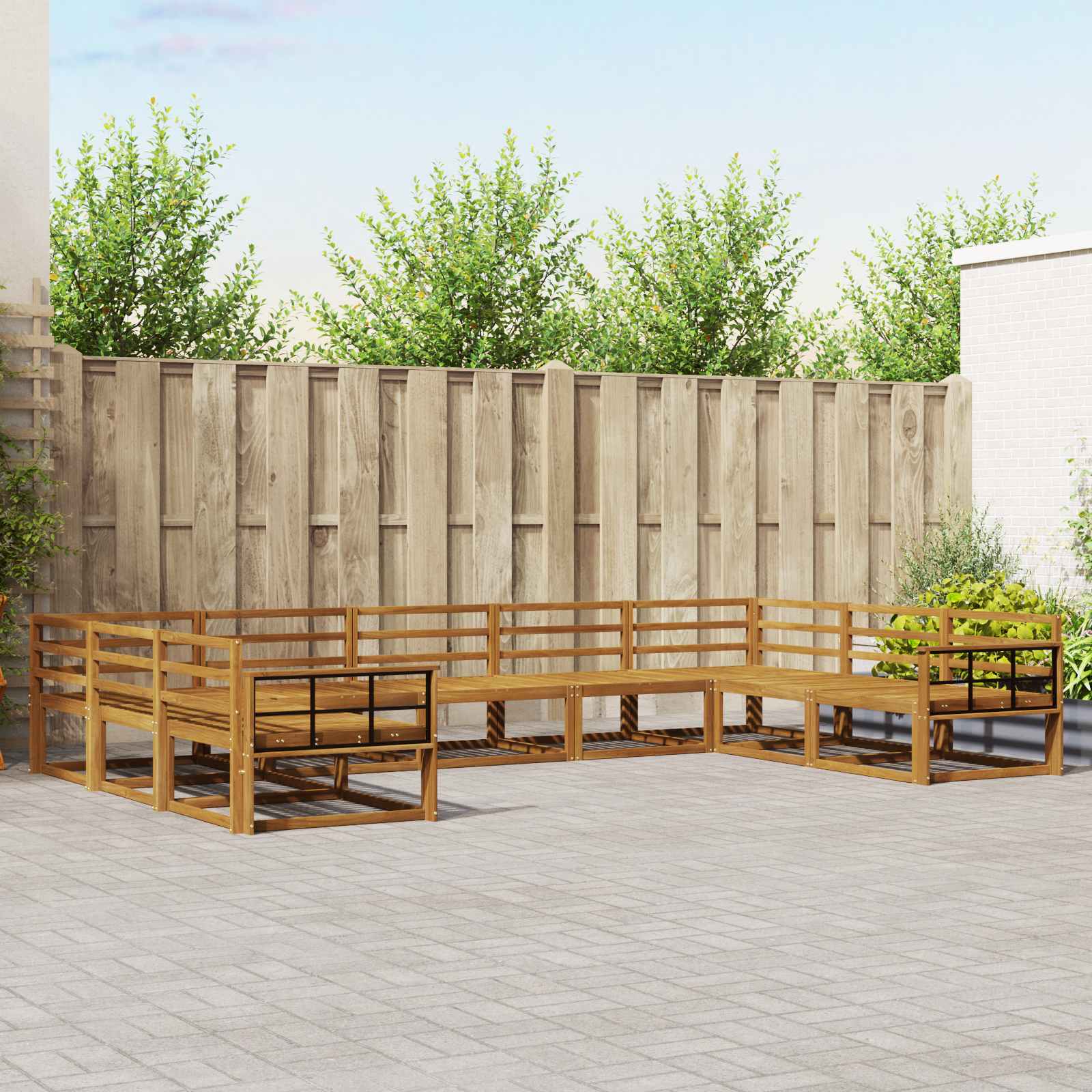 Outdoor-Sofagarnitur 9 pcs Natur Massivholz Akazie