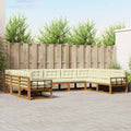 Outdoor-Sofagarnitur mit Kissen 9 pcs Natur und Creme