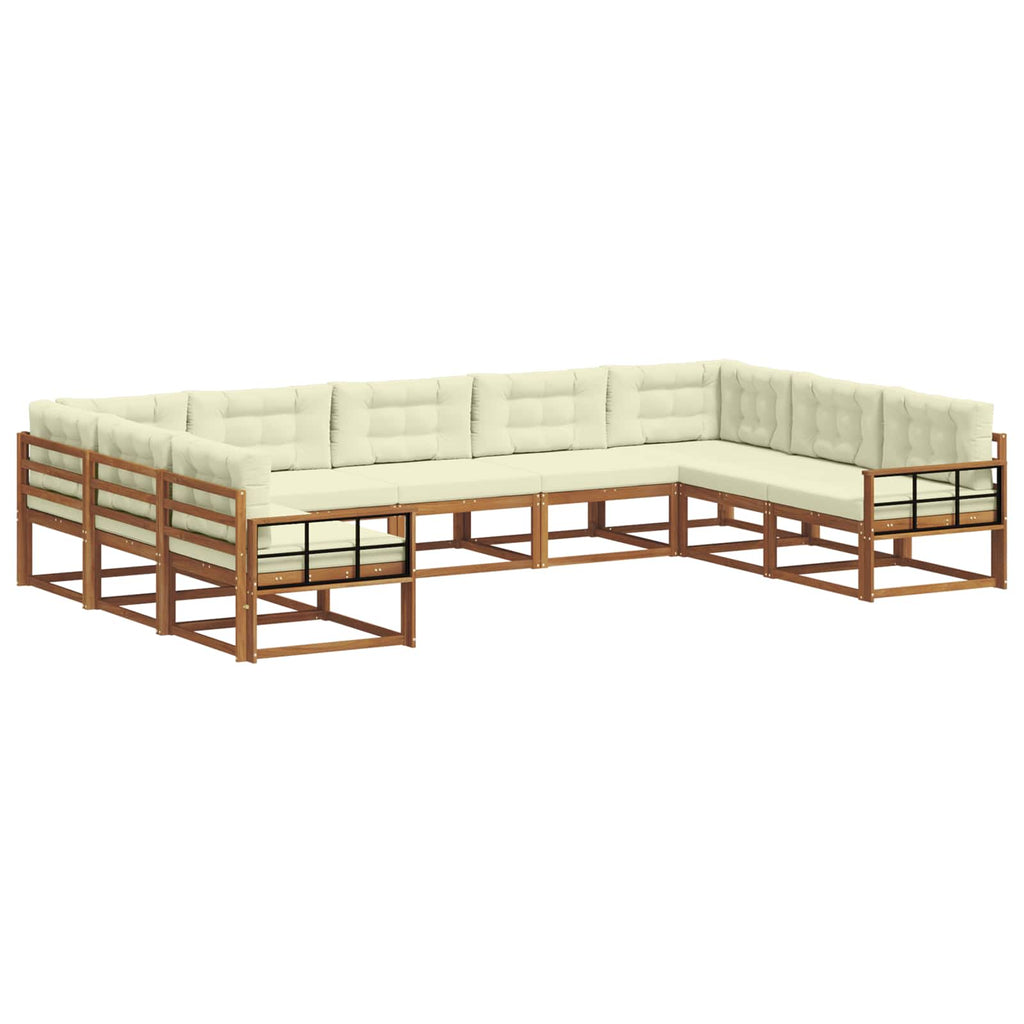 Outdoor-Sofagarnitur mit Kissen 9 pcs Natur und Creme