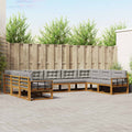 Outdoor-Sofagarnitur mit Kissen 9 pcs Natürlich und Hellgrau
