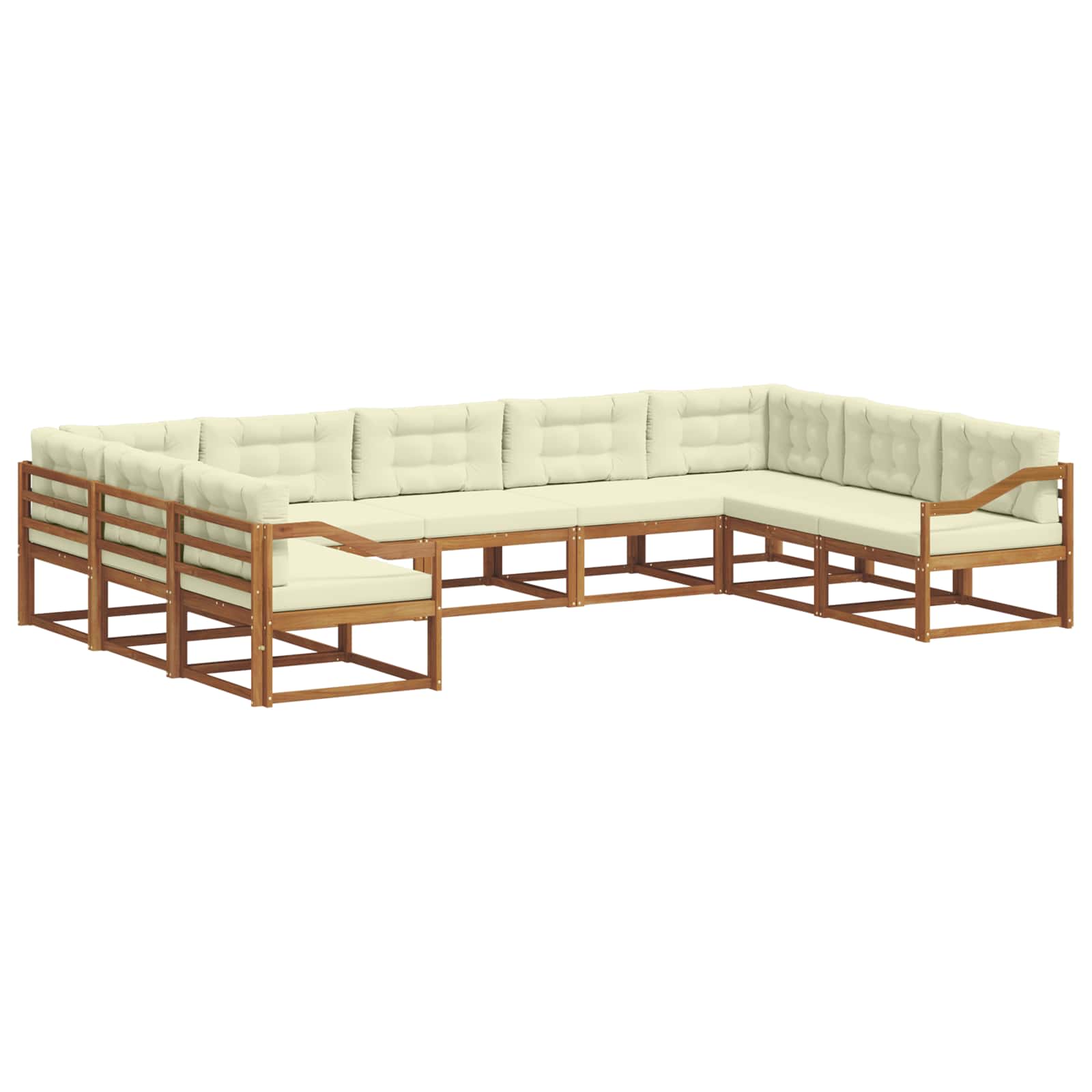 Outdoor-Sofagarnitur mit Kissen 9 pcs Natur und Creme