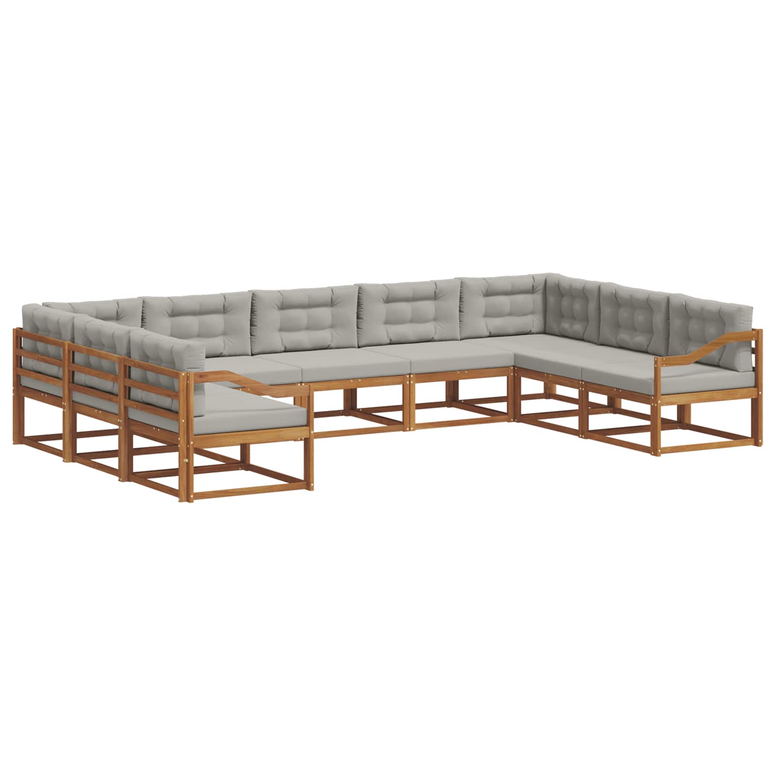 Outdoor-Sofagarnitur mit Kissen 9 pcs Natürlich und Hellgrau