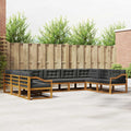 Outdoor-Sofagarnitur mit Kissen 9 pcs Natur und Anthrazit