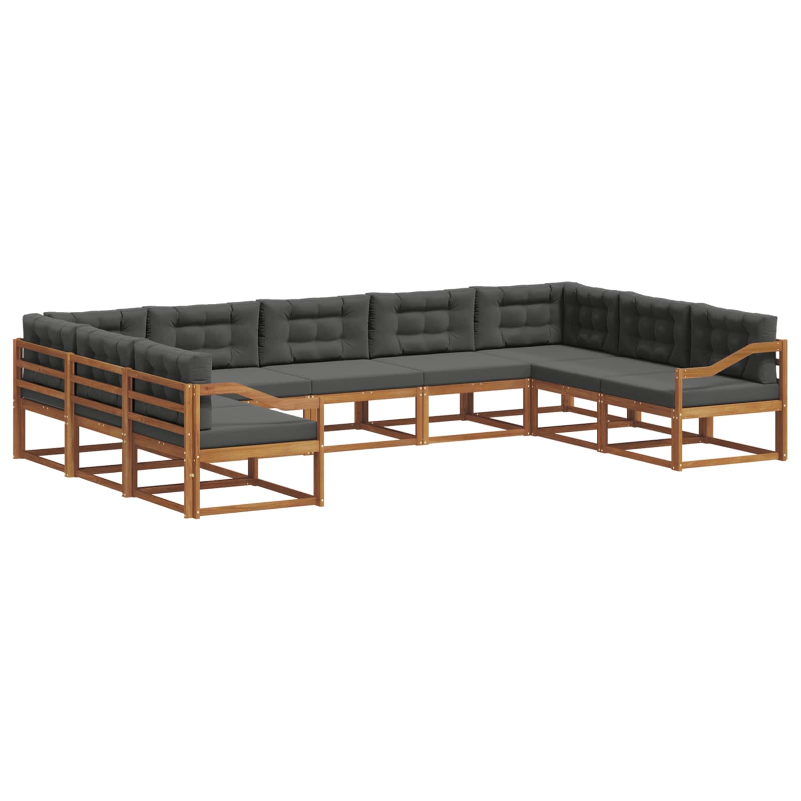 Outdoor-Sofagarnitur mit Kissen 9 pcs Natur und Anthrazit