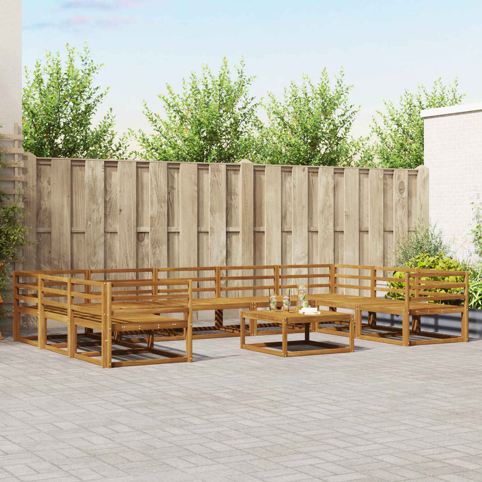 Outdoor-Sofagarnitur 10 pcs Natur Massivholz Akazie