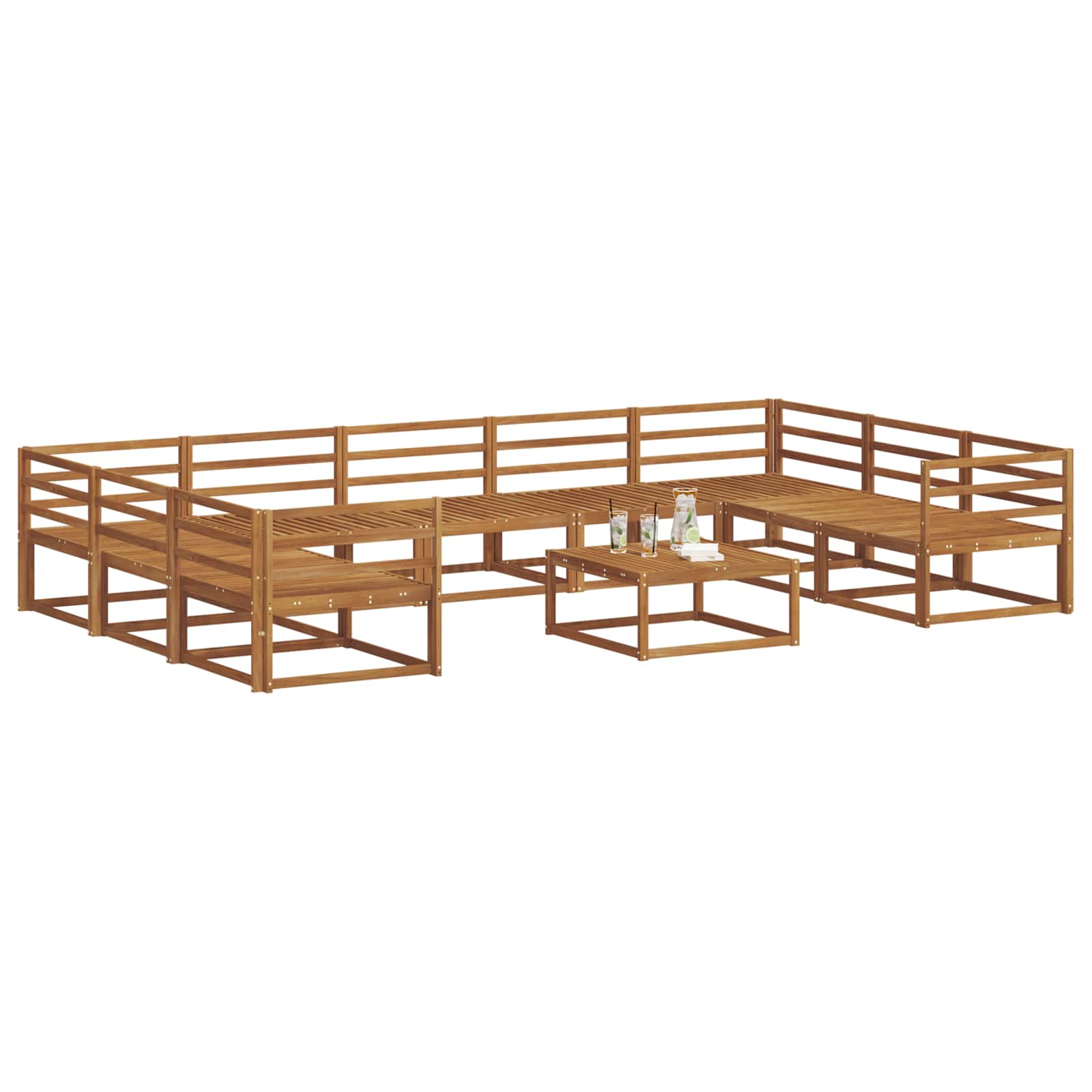 Outdoor-Sofagarnitur 10 pcs Natur Massivholz Akazie