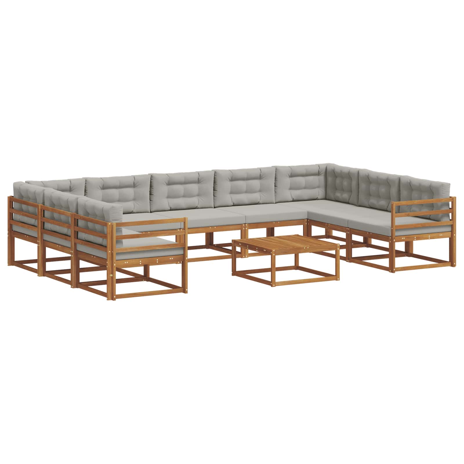 Outdoor-Sofagarnitur mit Kissen 10 pcs Natürlich und Hellgrau