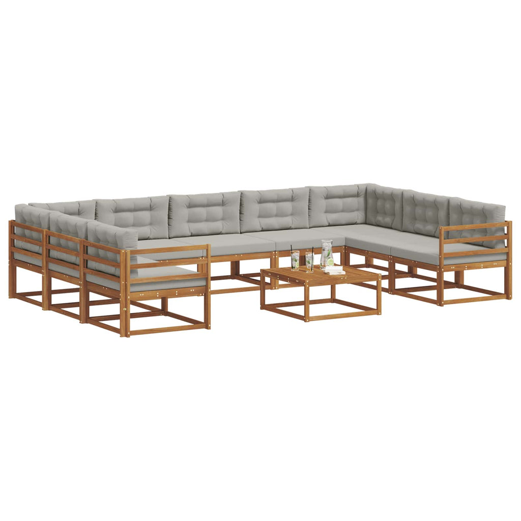 Outdoor-Sofagarnitur mit Kissen 10 pcs Natürlich und Hellgrau