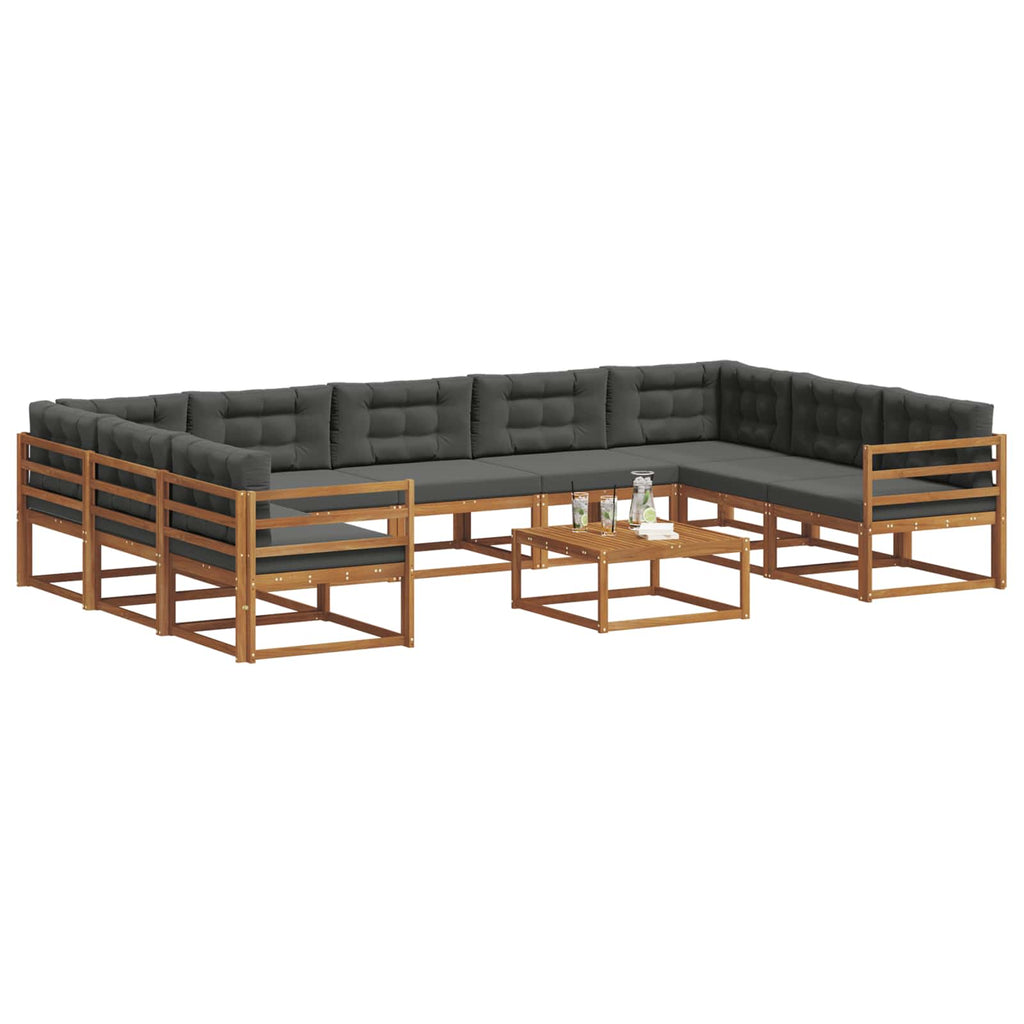 Outdoor-Sofagarnitur mit Kissen 10 pcs Natur und Anthrazit