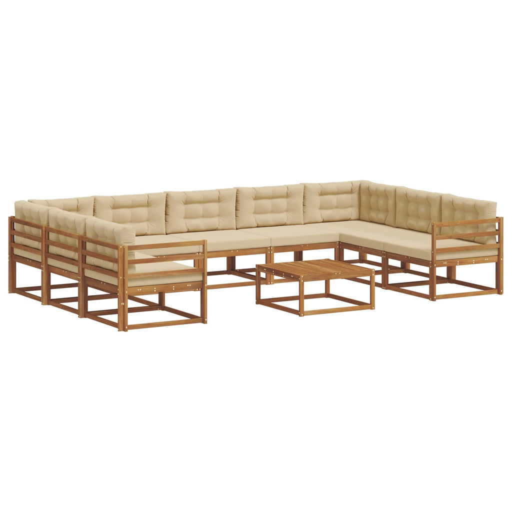 Outdoor-Sofagarnitur mit Kissen 10 pcs Natur und Beige