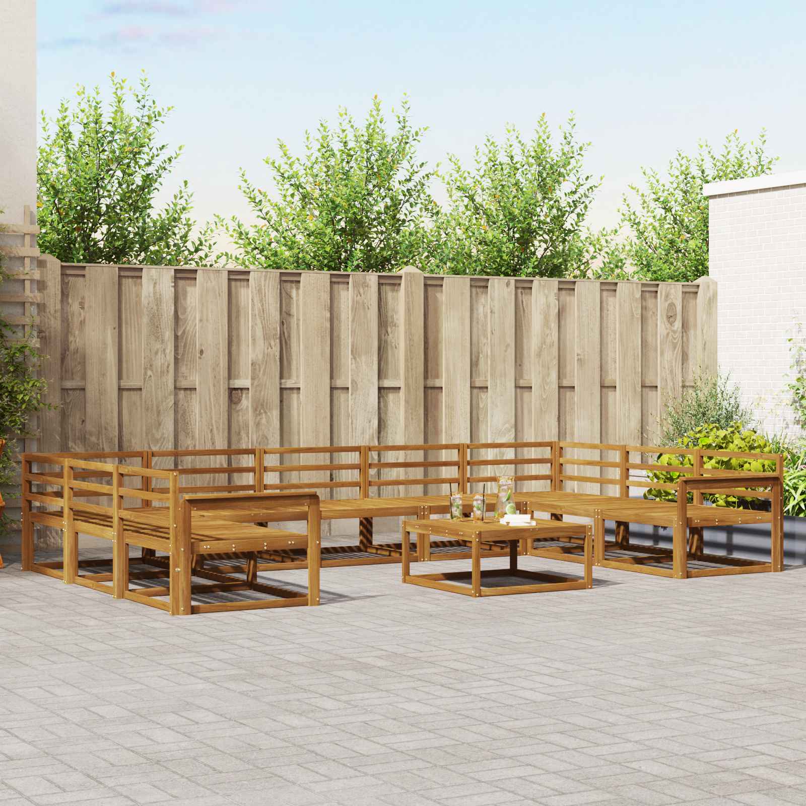 Outdoor-Sofagarnitur 10 pcs Natur Massivholz Akazie