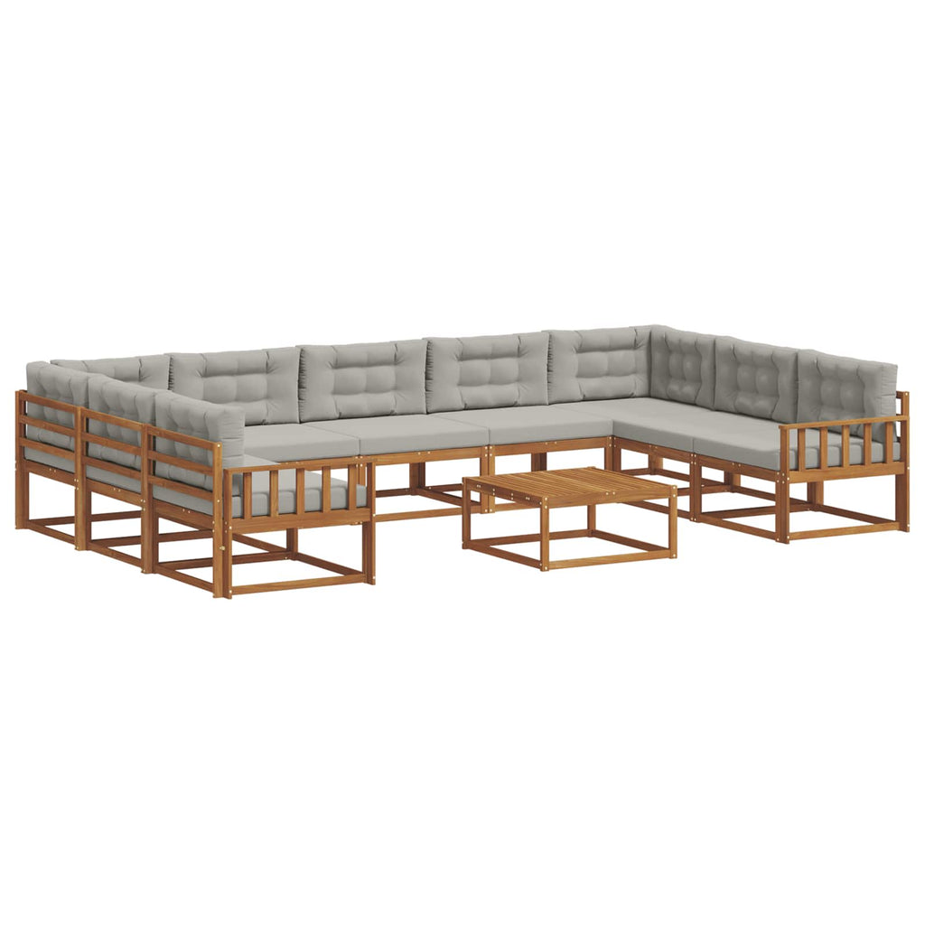Outdoor-Sofagarnitur mit Kissen 10 pcs Natürlich und Hellgrau