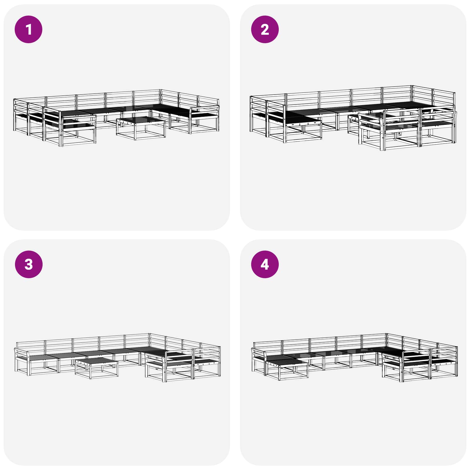 Outdoor-Sofagarnitur 10 pcs Natur Massivholz Akazie