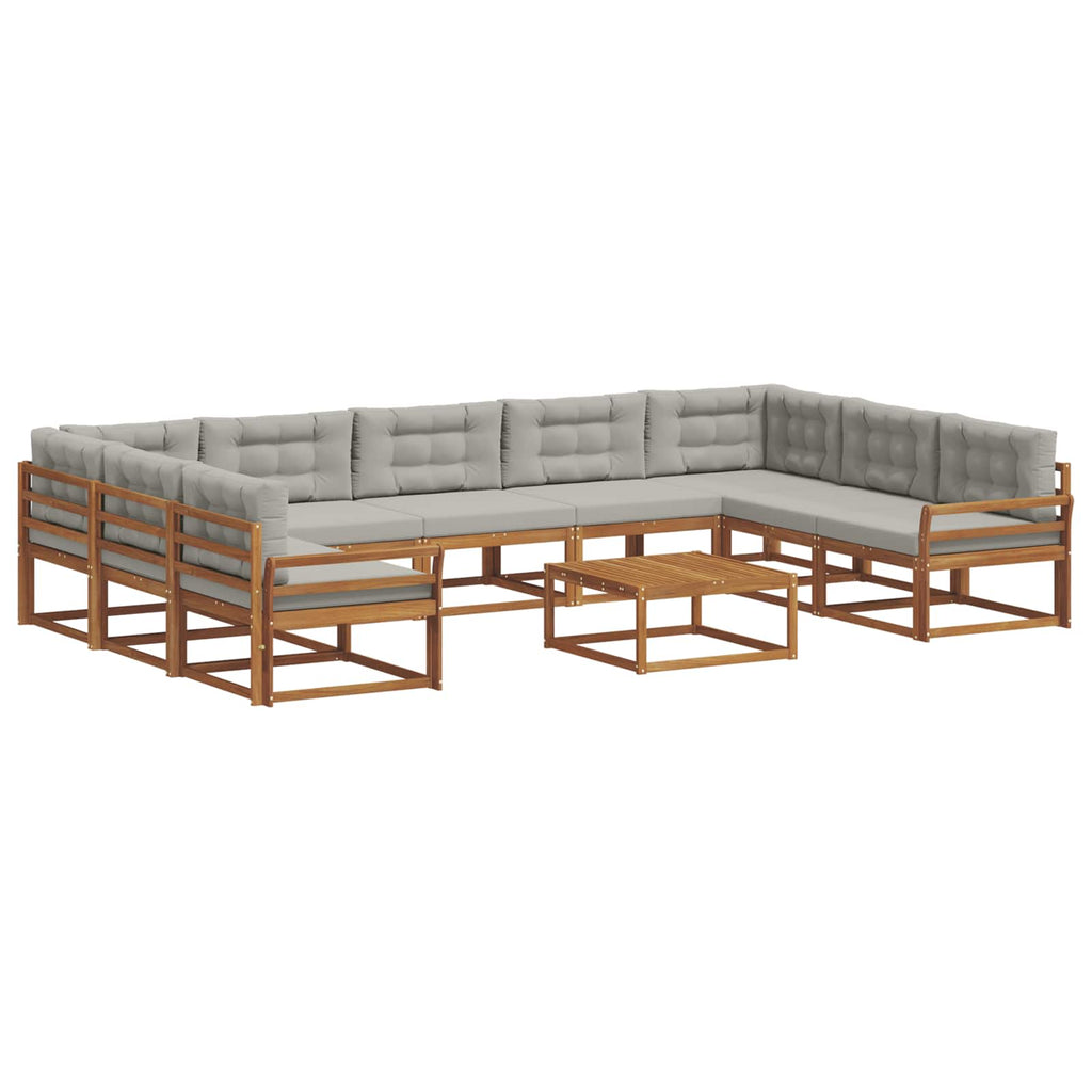 Outdoor-Sofagarnitur mit Kissen 10 pcs Natürlich und Hellgrau