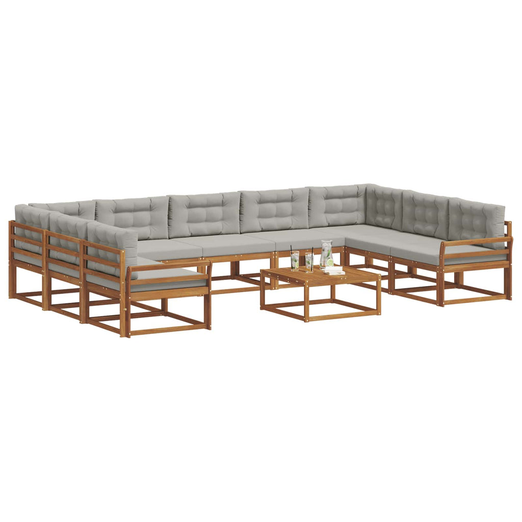Outdoor-Sofagarnitur mit Kissen 10 pcs Natürlich und Hellgrau