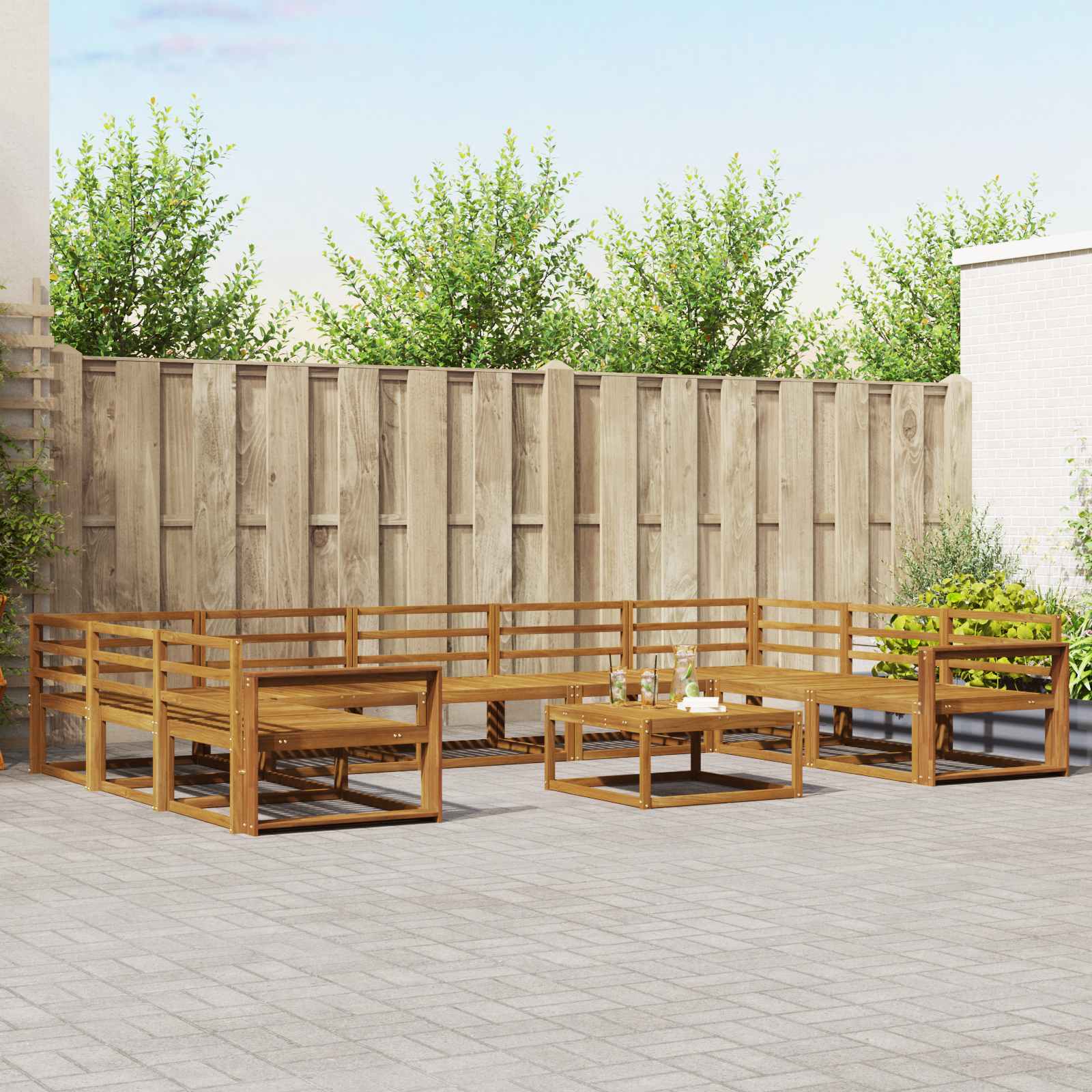 Outdoor-Sofagarnitur 10 pcs Natur Massivholz Akazie