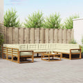 Outdoor-Sofagarnitur mit Kissen 10 pcs Natur und Creme