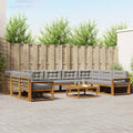 Outdoor-Sofagarnitur mit Kissen 10 pcs Natürlich und Hellgrau