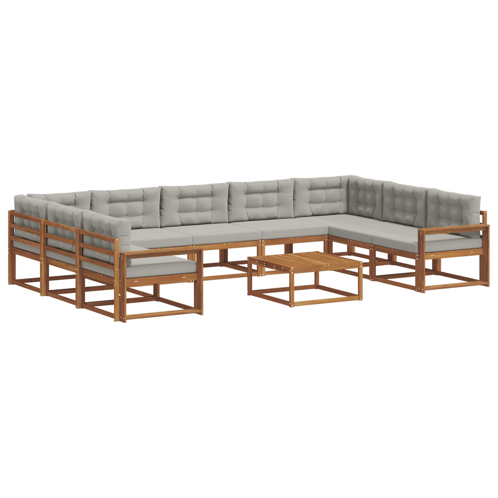Outdoor-Sofagarnitur mit Kissen 10 pcs Natürlich und Hellgrau