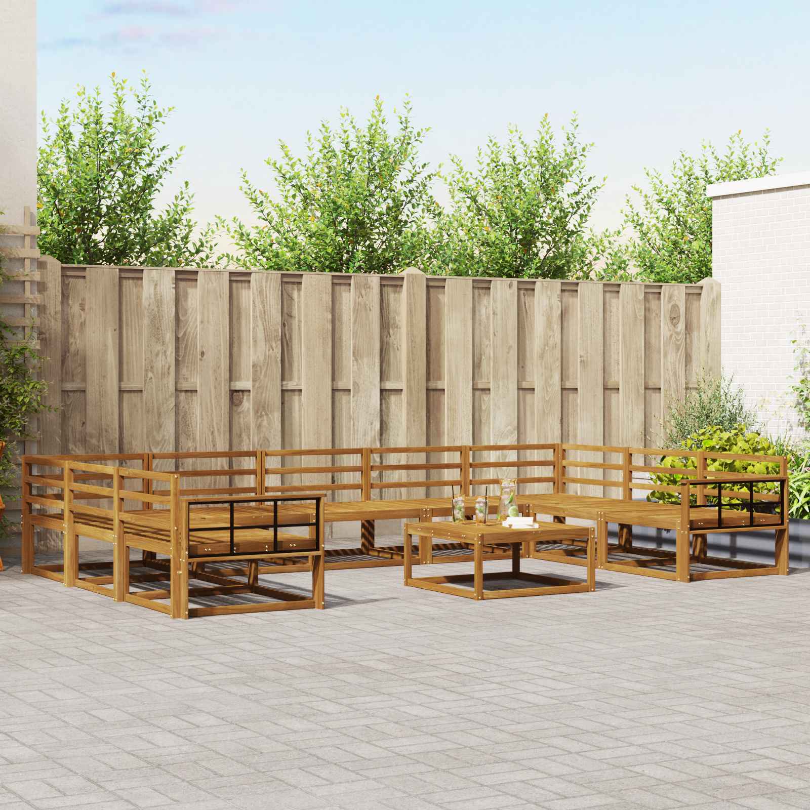 Outdoor-Sofagarnitur 10 pcs Natur Massivholz Akazie