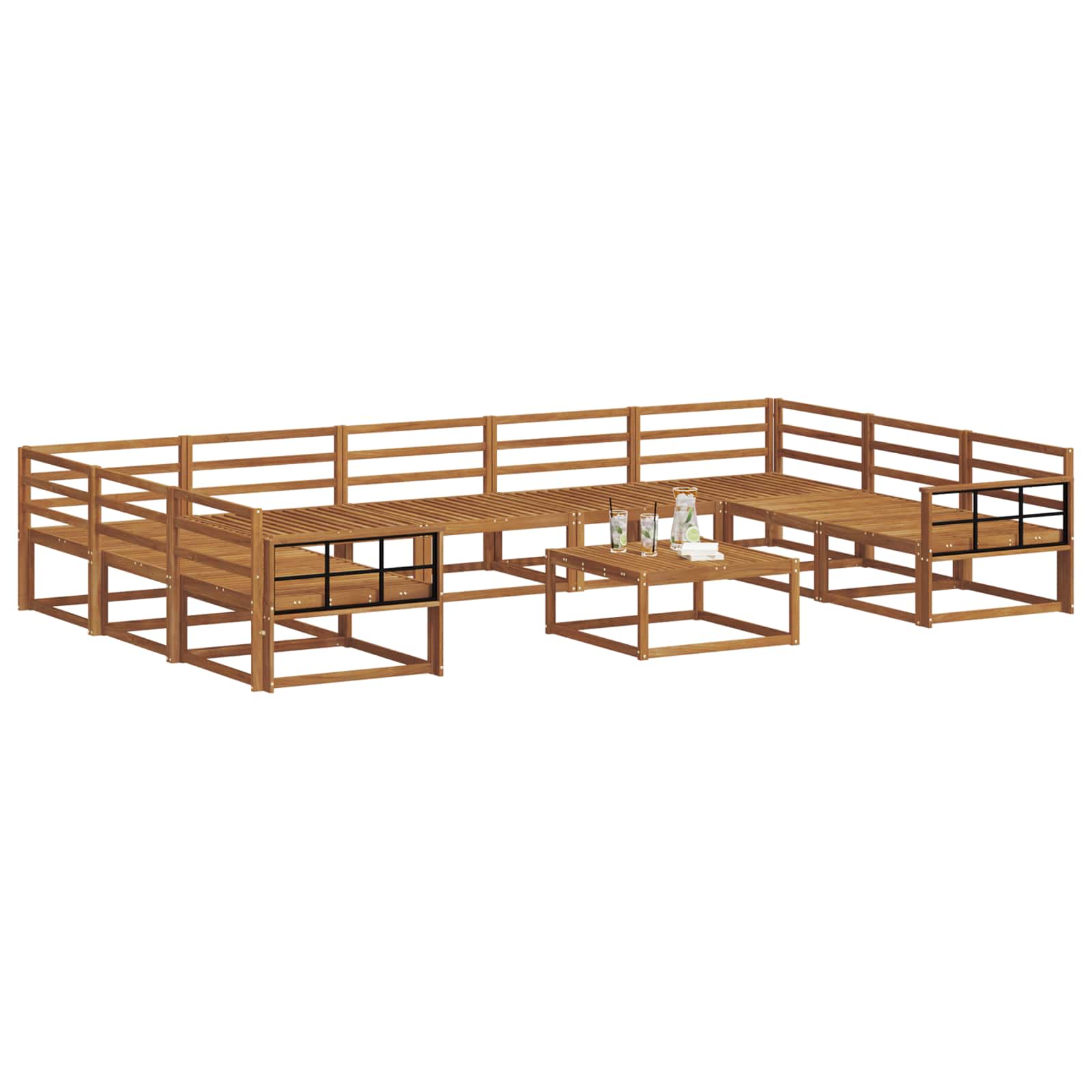 Outdoor-Sofagarnitur 10 pcs Natur Massivholz Akazie