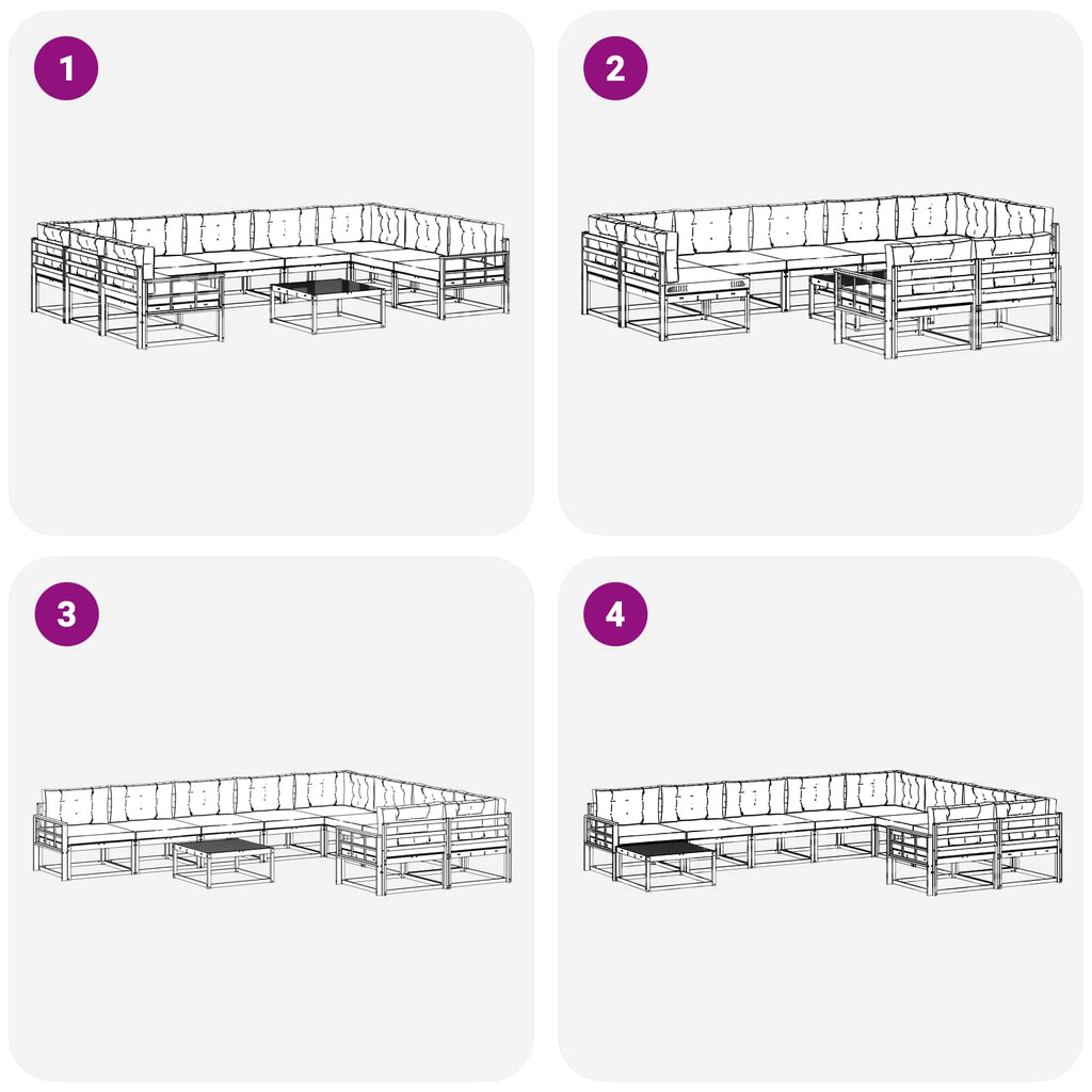 Outdoor-Sofagarnitur mit Kissen 10 pcs Natur und Anthrazit