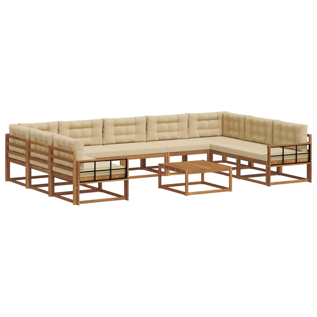 Outdoor-Sofagarnitur mit Kissen 10 pcs Natur und Beige