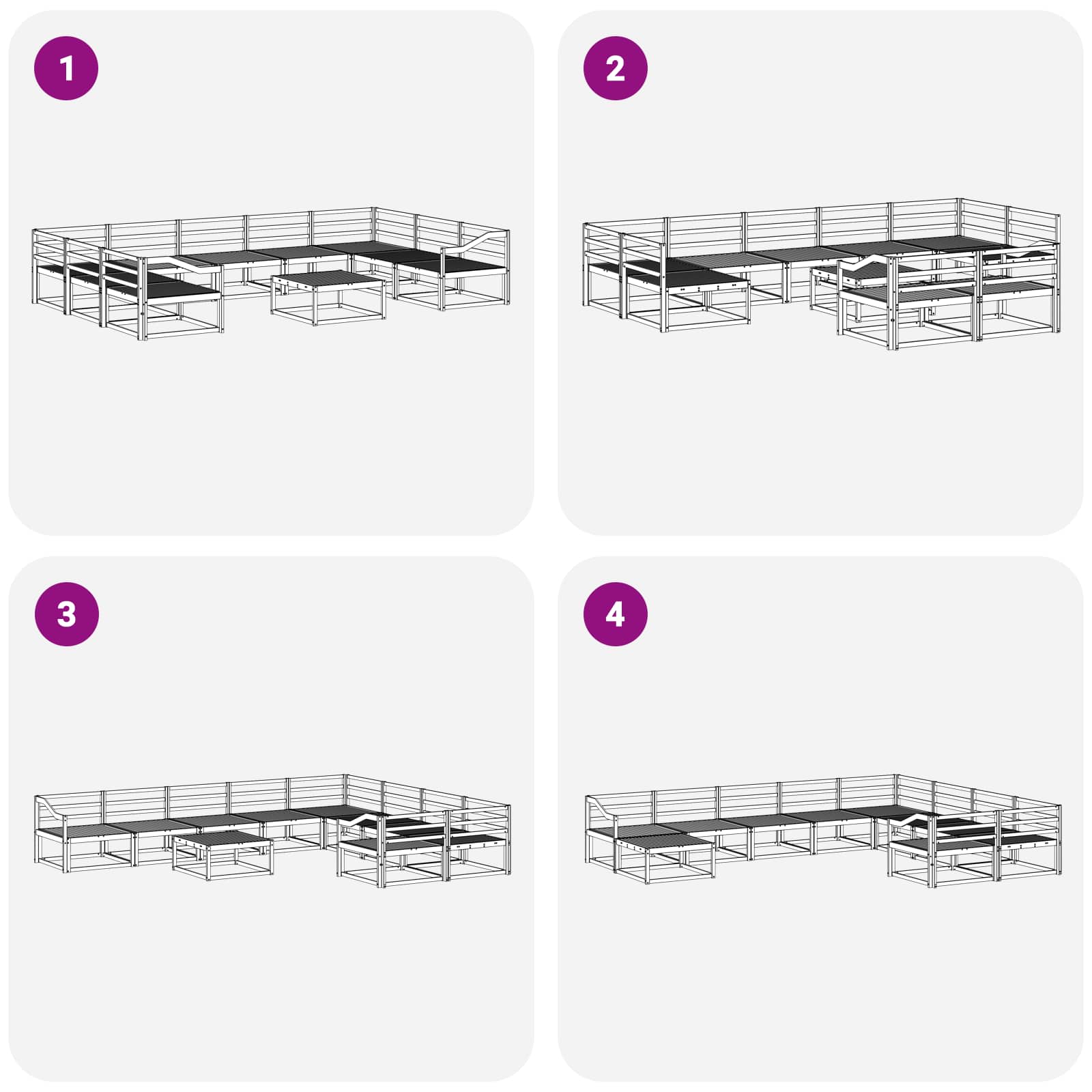 Outdoor-Sofagarnitur 10 pcs Natur Massivholz Akazie
