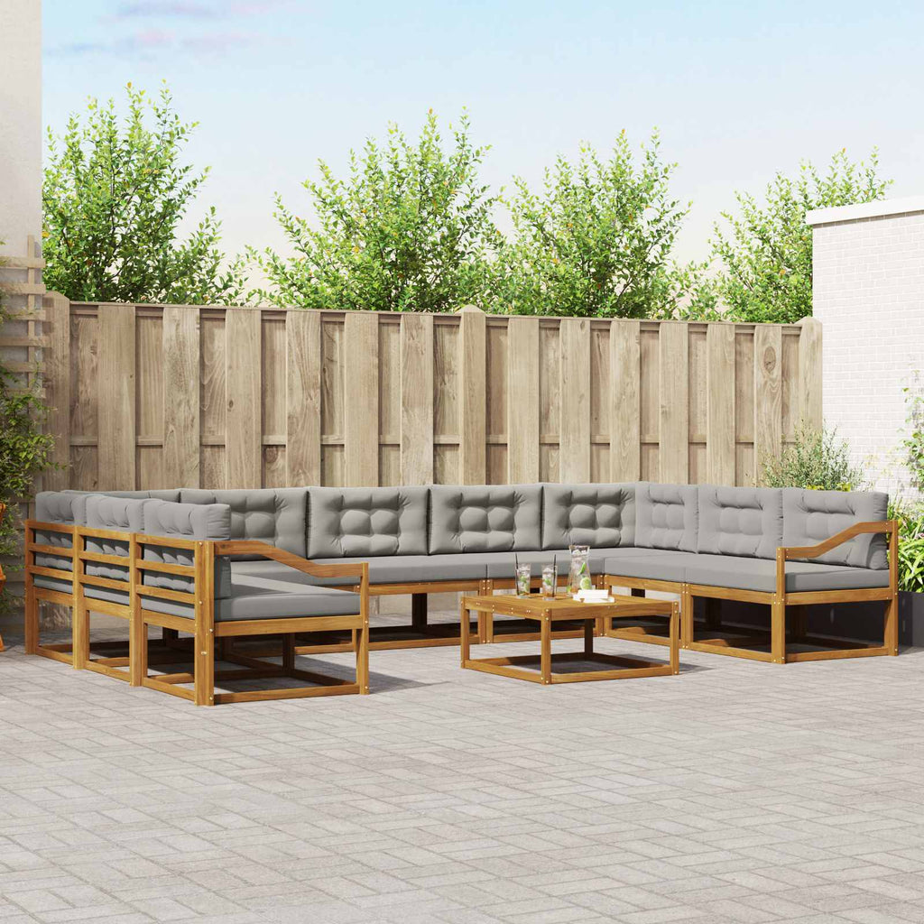 Outdoor-Sofagarnitur mit Kissen 10 pcs Natürlich und Hellgrau