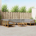 Outdoor-Sofagarnitur mit Kissen 10 pcs Natürlich und Hellgrau