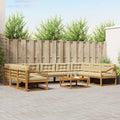 Outdoor-Sofagarnitur mit Kissen 10 pcs Natur und Beige