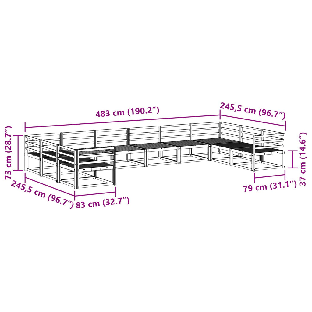 Outdoor-Sofagarnitur 10 pcs Natur Massivholz Akazie