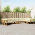 Outdoor-Sofagarnitur mit Kissen 10 pcs Natur und Creme