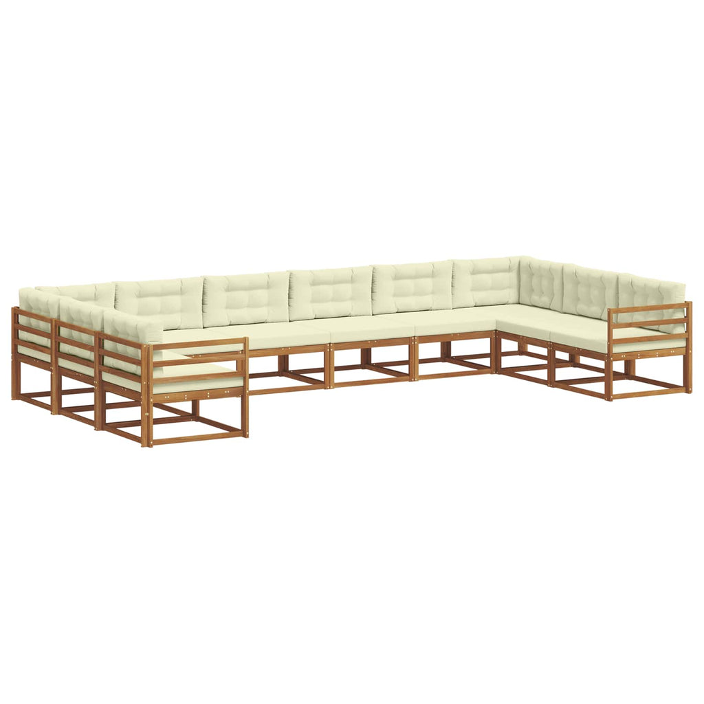 Outdoor-Sofagarnitur mit Kissen 10 pcs Natur und Creme