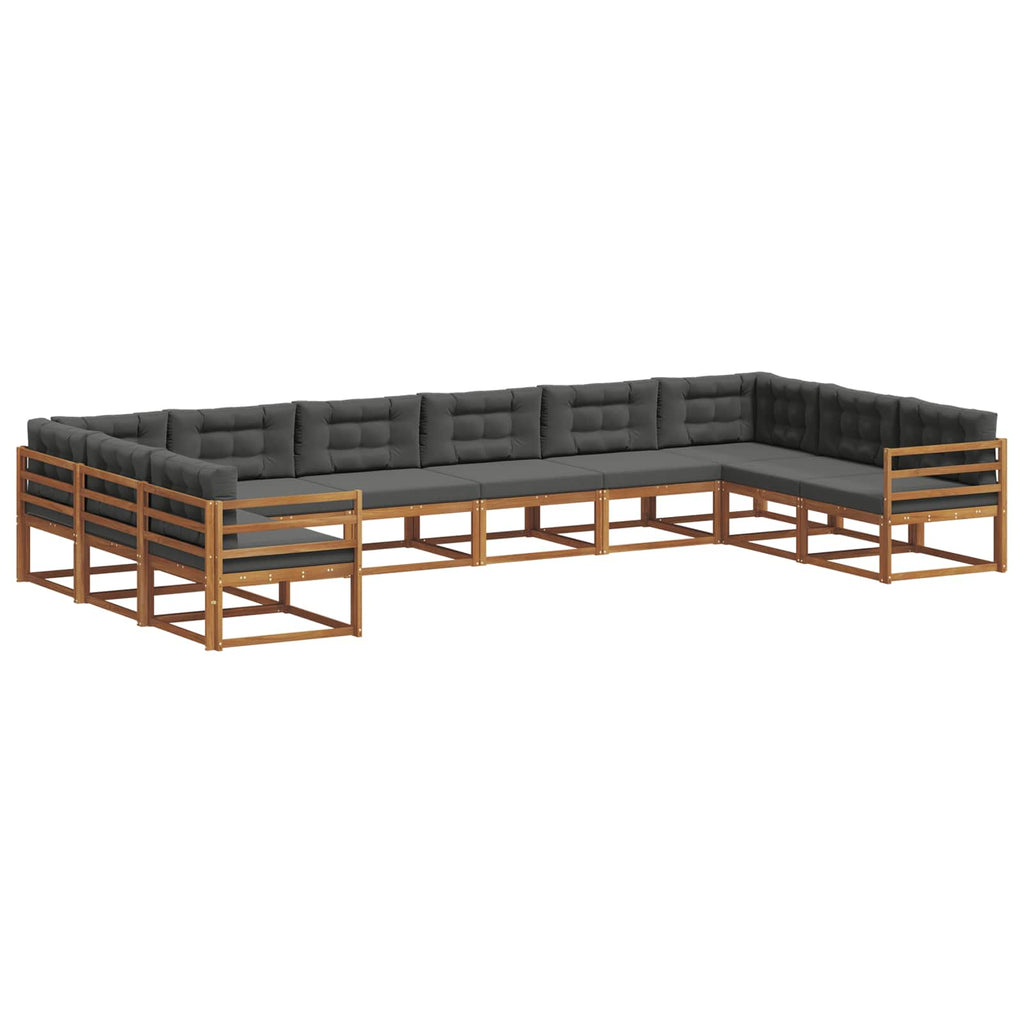 Outdoor-Sofagarnitur mit Kissen 10 pcs Natur und Anthrazit