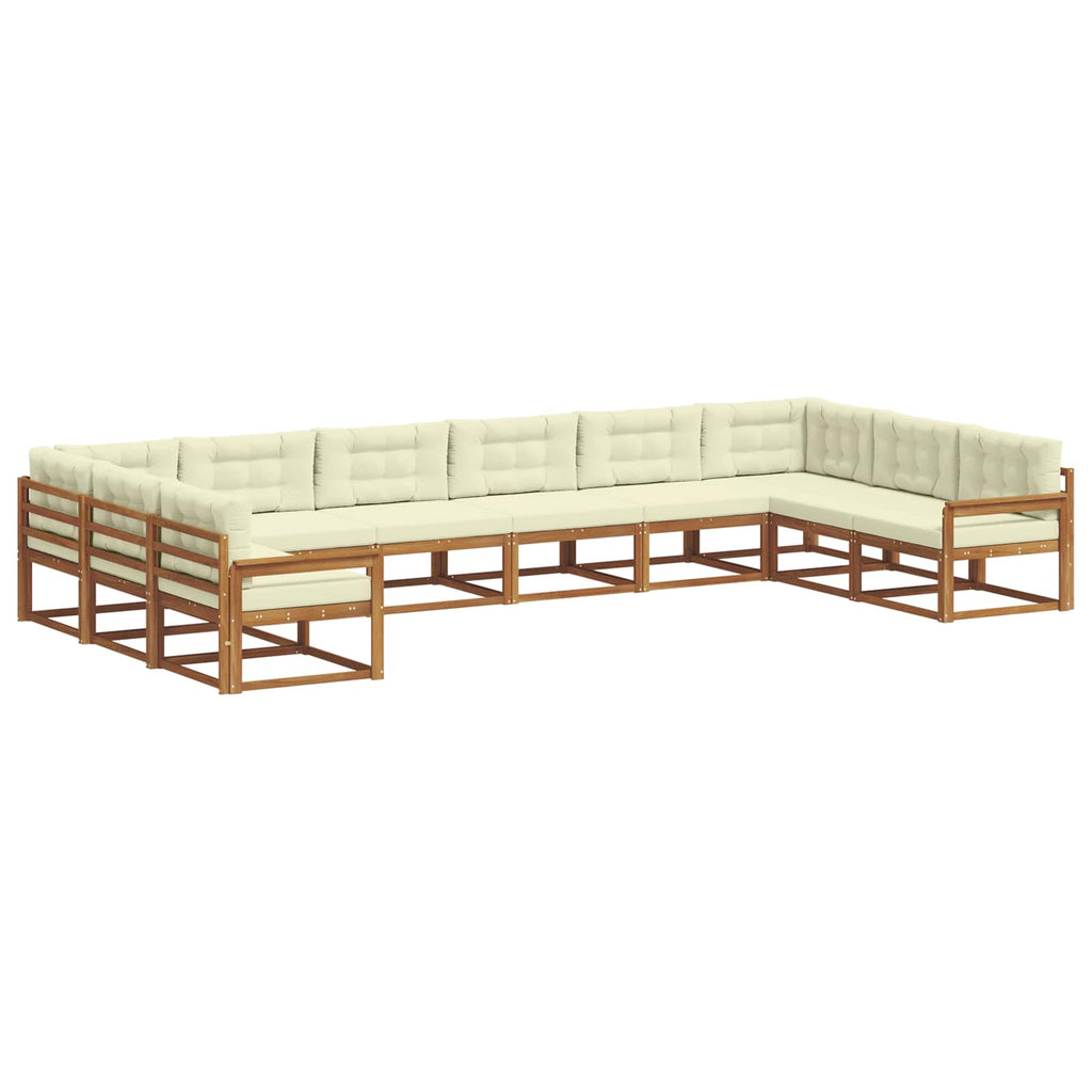 Outdoor-Sofagarnitur mit Kissen 10 pcs Natur und Creme
